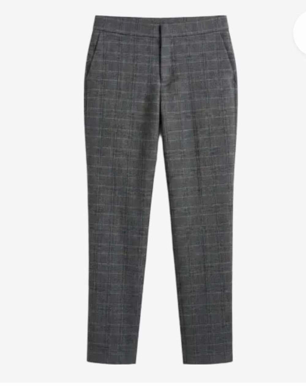 BCBGMAXAZRIA Gray Plaid Ankle Skinny Suit Pants Size 8
